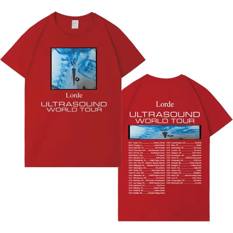 Футболка с принтом Lorde Ultrasound World Tour Мужская Женская Хип-хоп Футболка Y2K Хлопок Харадзюку Футболка Повседневная Поп Короткий рукав