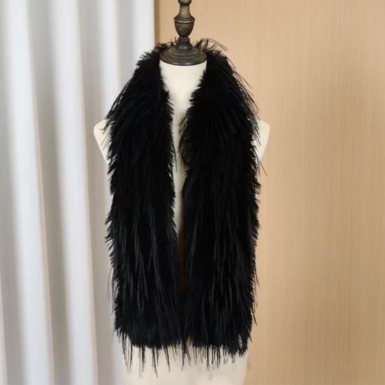 Women Scarf Solid Color Imitation Turkey Feathers Long Scarf Autumn Winter Warm Scarf Daily Party Street Wear