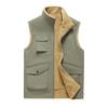 Men's Fleece Multi-pocket Cargo Vest Autumn and Winter New Stand Collar Thickened Outdoor Sports Vest
