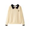 Autumn New Simple and Versatile Loose Pullover Sweatshirt for Women Contrasting Color Fake Two-piece Casual Lapel Top for Women