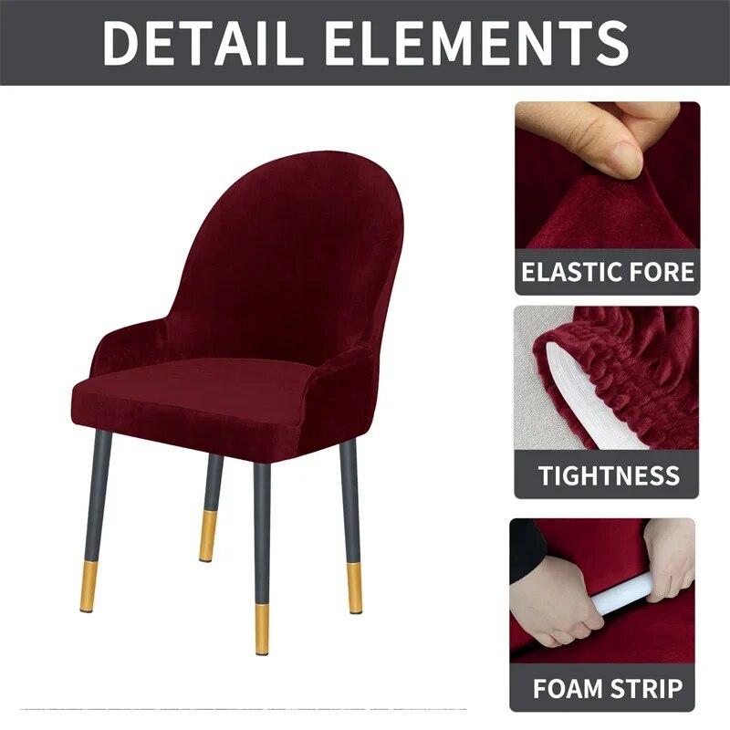 1PC Stretch Dining Chair Cover Velvet Armchair Seat Cover Solid Color Elastic Office Chair Slipcover Kitchen Wedding Funda Silla