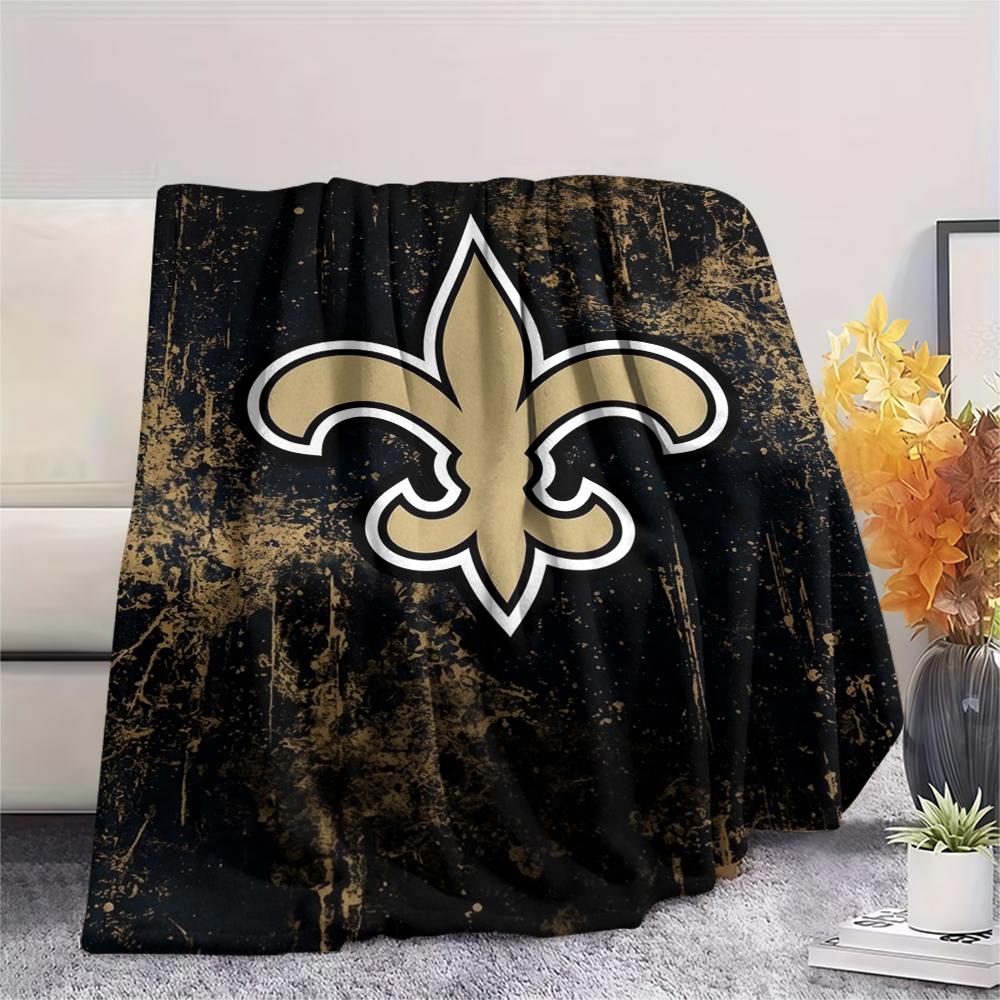New Orleans Saints Print Flannel Blanket, High quality Comfortable for All Seasons, Home Decor, Warmth and Comfort, Perfect for Christmas Gifts