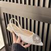 Ladies Shoes Fashion Women's High Heels Square Heel Women's Sandals Pumps Crystal Decoration Pointed Toe Shoes Female