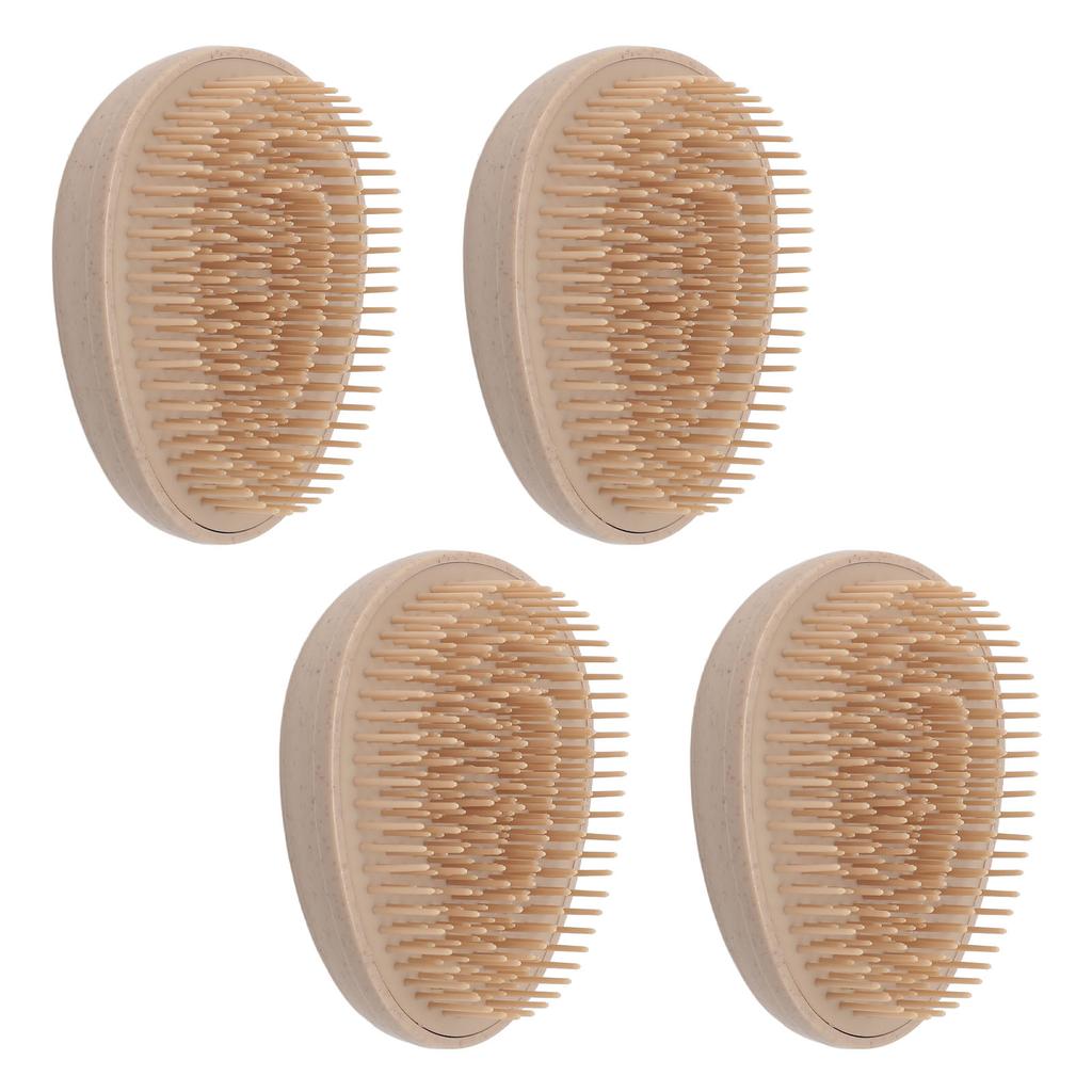 4Pcs Detangling Hairbrush Wheat Straw Soft Teeth Round Handle Dry Wet Scalp Massaging Hair Comb
