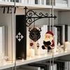 Santa Claus Book Insert Christmas Shelf Light, Iron Bookend Night Lamp with Metal Stand Decor Reindeer Snowman, Warm Glow Tabletop for Study