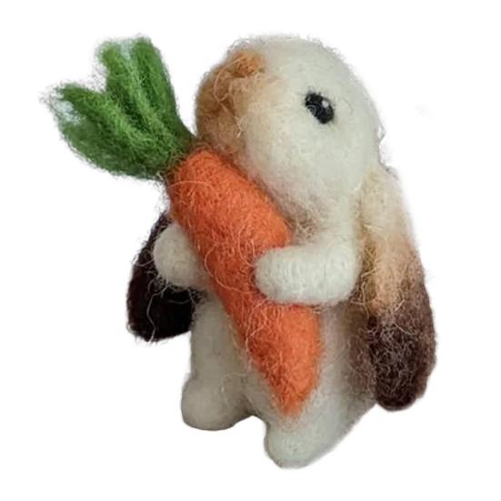 1 шт/2 шт войлочный вислоухий кролик с морковкой мини игольчатый валяный плюшевый кролик ручной работы из войлока животное для пасхального украшения