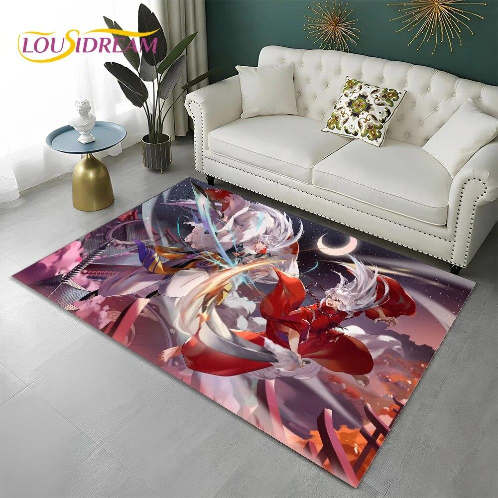 Классический мультяшный 3D ковер в стиле аниме Inuyasha, ковер для дома, гостиной, спальни, дивана, коврика, декор, детский коврик, нескользящий напольный коврик