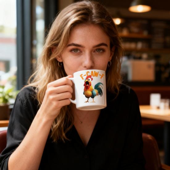 Кружка Петух F-Caw-F Керамическая кофейная кружка 400 мл Кружка для чая со скрытым посланием Саркастический подарок для любителей чая и кофе