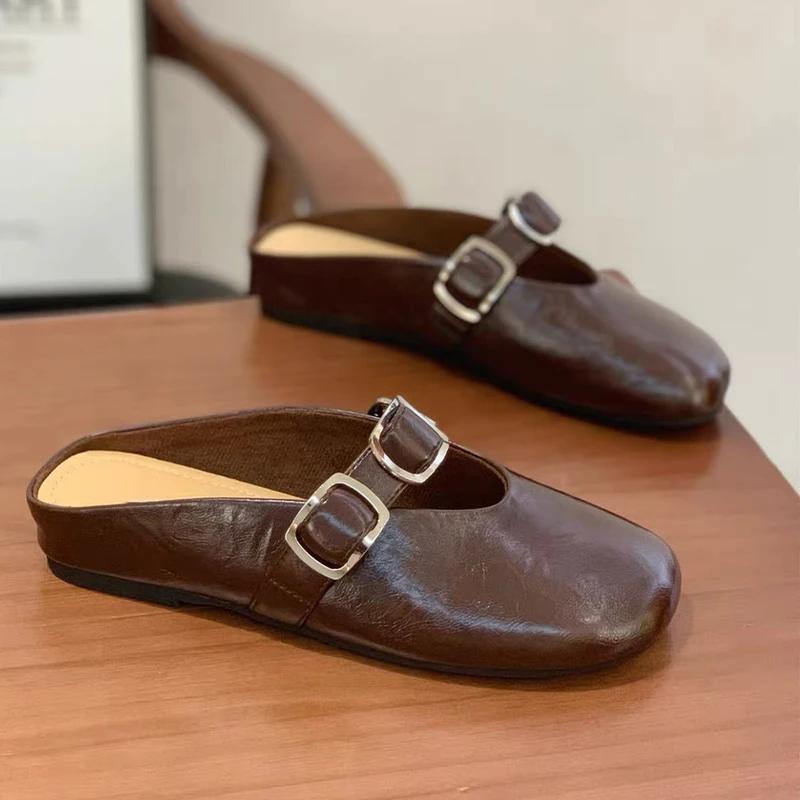 Модные тапочки Женские балетки Слингбэки Уютные мюли Обувь Летние Повседневные Пляжные Женские сандалии 2025 Модная Платье Для ходьбы Chaussure Femme