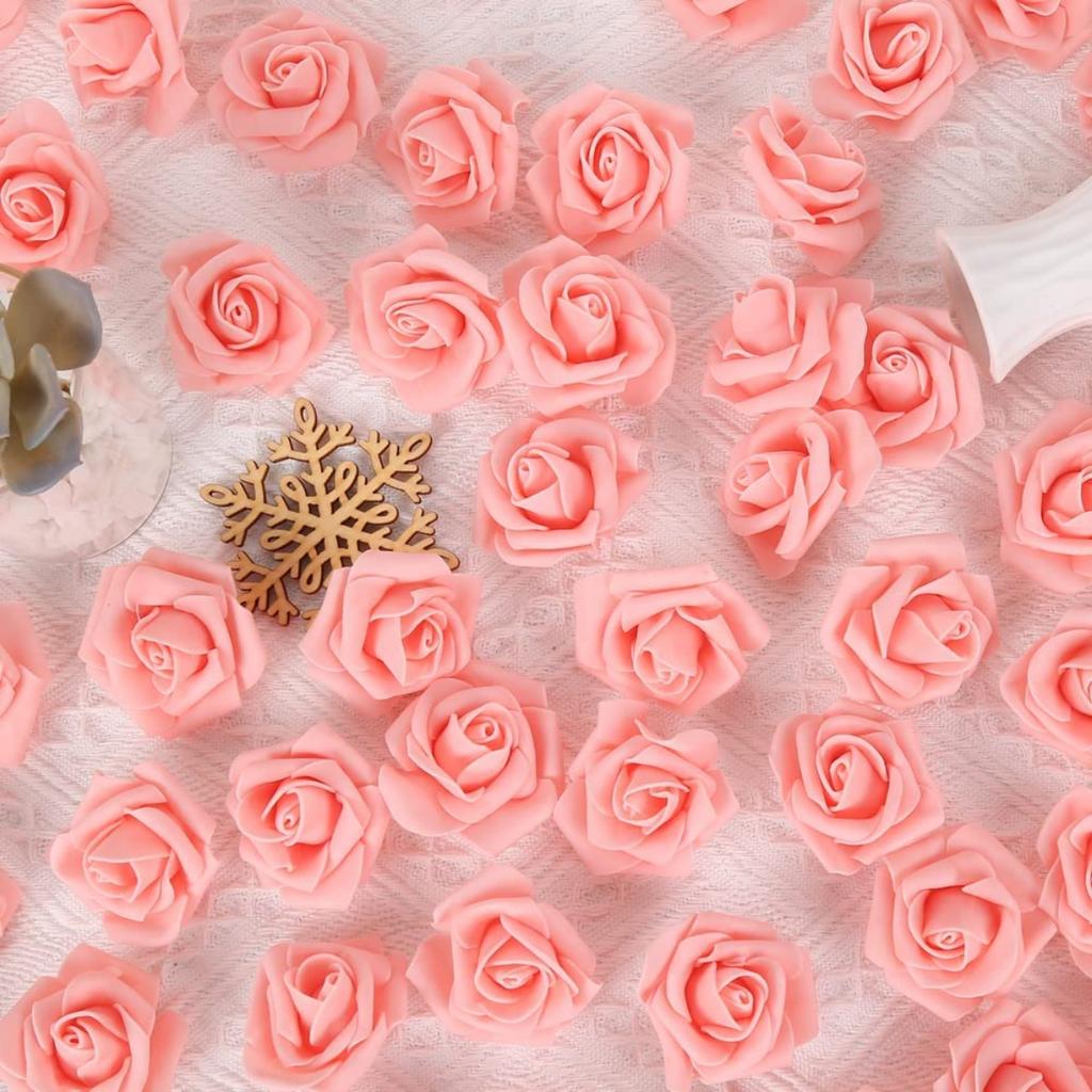 200 шт. искусственных роз, искусственные головки цветов, розы без стеблей, 5 см, пенопластовые розы, искусственные головки цветов для поделок, свадебных украшений для детского душа