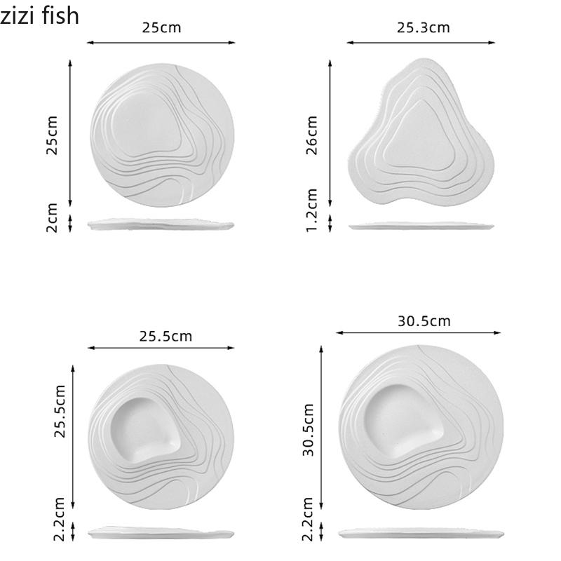 Irregular Terraced Ceramic Dining Plate Solid Color Dessert Plate Snack Plate Sushi Plates Molecular Cooking Creative Tableware