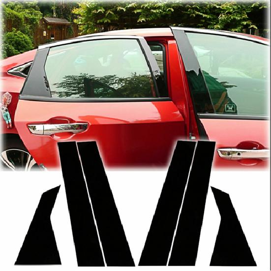Для Honda Civic 10-го 16-20 Черный рояль Накладки на стойки дверей и окон NEW