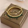 Green Open Bangle For Women Elegant Popular Imitation Gemstone Rhinestone Claw Chain 4pcs/Set Snake Bracelet [4pcs Elegant Green Gemstone Bangle]