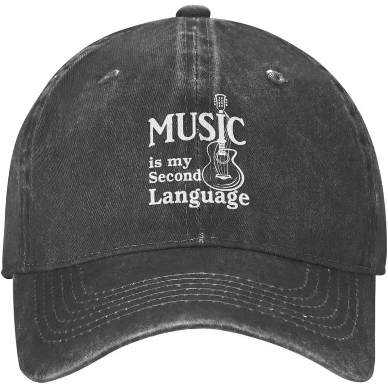 Music Is My Second Language Guitar Baseball Cap Unisex Casual Adjustable Hat