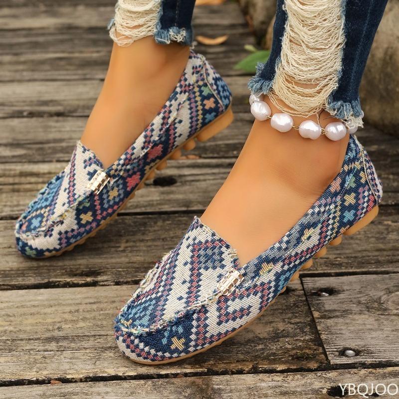 Модная цветная блочная цветочная ткань, ленивые балетки, неглубокие, удобные, весна-лето, новая повседневная обувь для ежедневных поездок на работу, одинарная обувь