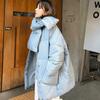 Женское белое утиное пуховое пальто Зимняя мода Женский шарф Куртки большого размера с круглым вырезом Свободные утолщенные парки Теплая верхняя одежда