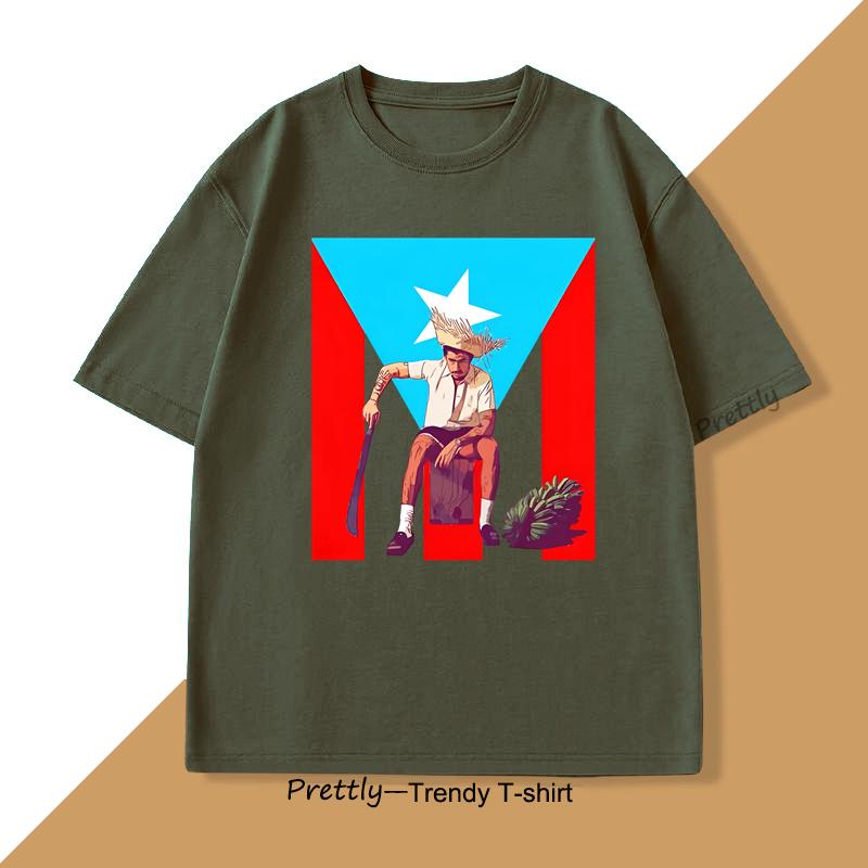 Puerto Rico Flag Bad Bunny Tshirt Unisexcasual Graphic Print T Shirt O Neck Shortsleeved Tops Summer Unisexs Cotton Tee Clothing
