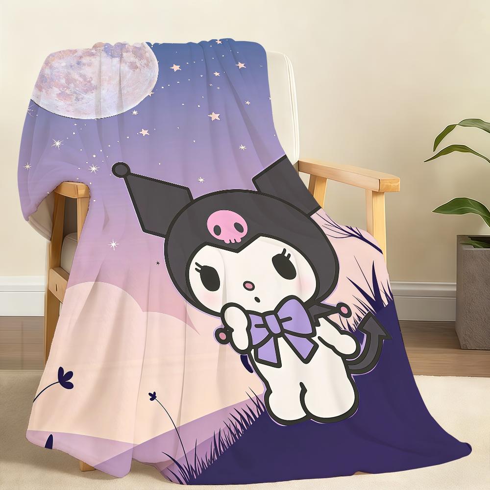Kawaii K-Kuromi-I Blanket Soft Throw Blanket for Home Bedroom Bed Sofa Picnic Travel Office Rest Cover Blanket Gift