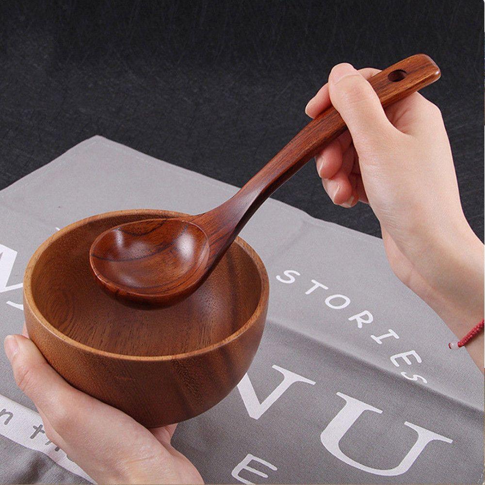 Утварь для рамена с длинной ручкой Столовые приборы Половники Деревянная ложка Натуральные Кухонные принадлежности