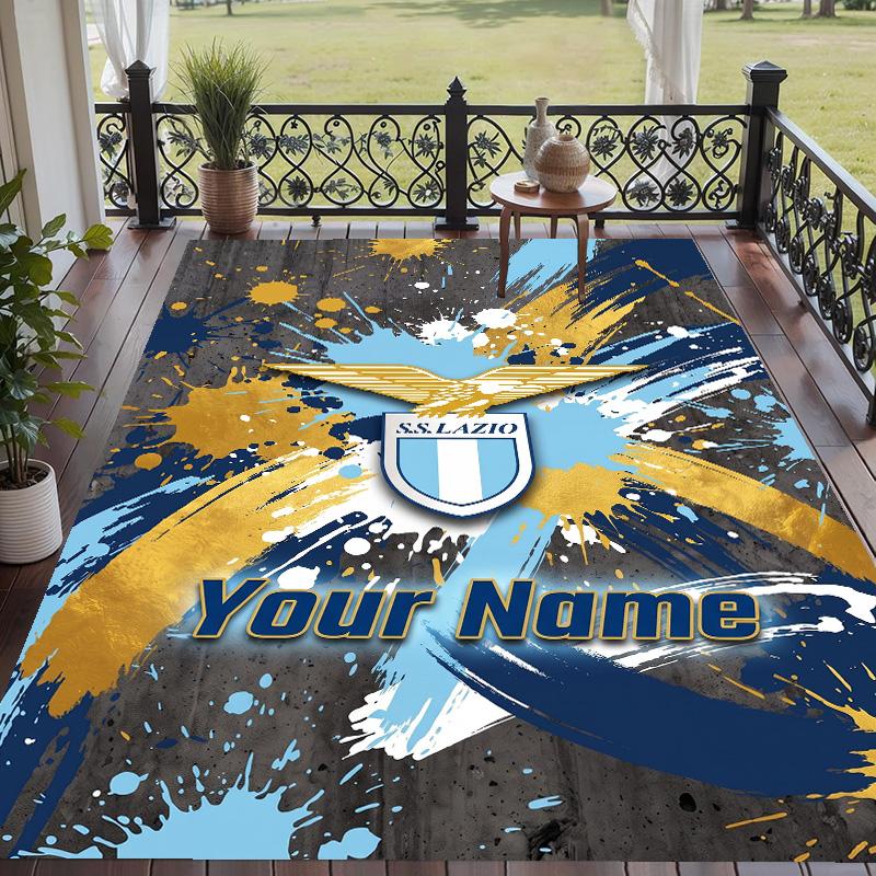 Custom Text Printed Rug Lazio FC Non Slip Floor Carpet For Home Room Decor