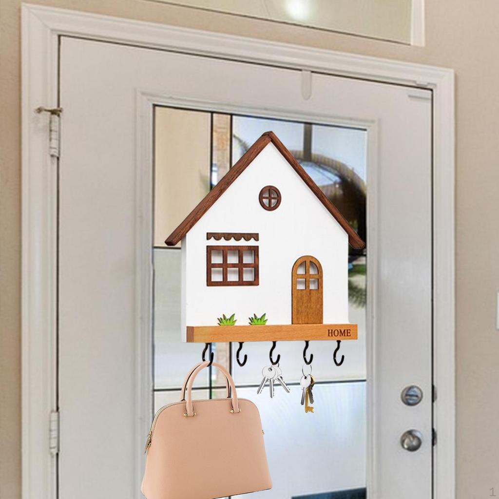 Деревянный держатель для ключей, вешалка для одежды, 5 крючков, крыльцо, прочная настенная, для офиса, дома, прихожей, коридора, в помещении