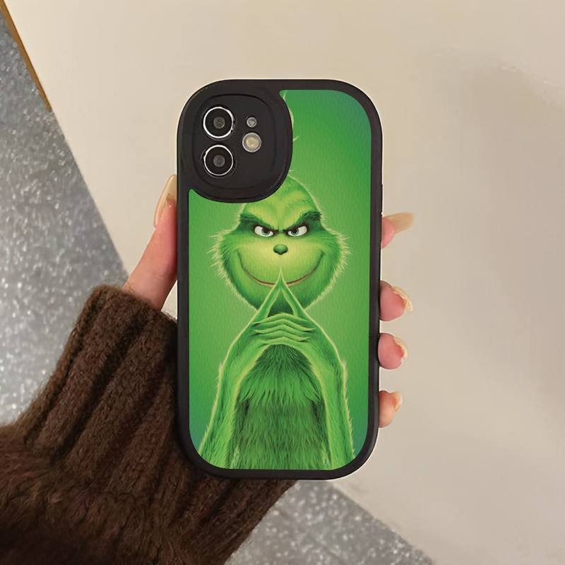 Чехол из твердой кожи с изображением рождественского зеленого монстра для iPhone 13 12 Mini 11 14 Pro Max Xs X Xr 7 8 Plus 6 6s Se 2022, силиконовый чехол
