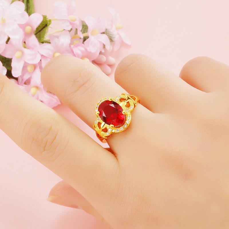 Женское кольцо из латуни с покрытием из 18-каратного золота с имитацией турмалина и кристаллами циркона