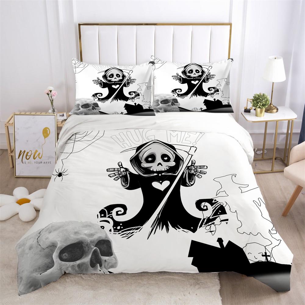 3D Skull Printing Duvet Cover Set Twin Size Microfiber Bedding Set Fashion High Ranking Cool Bedroom Decor