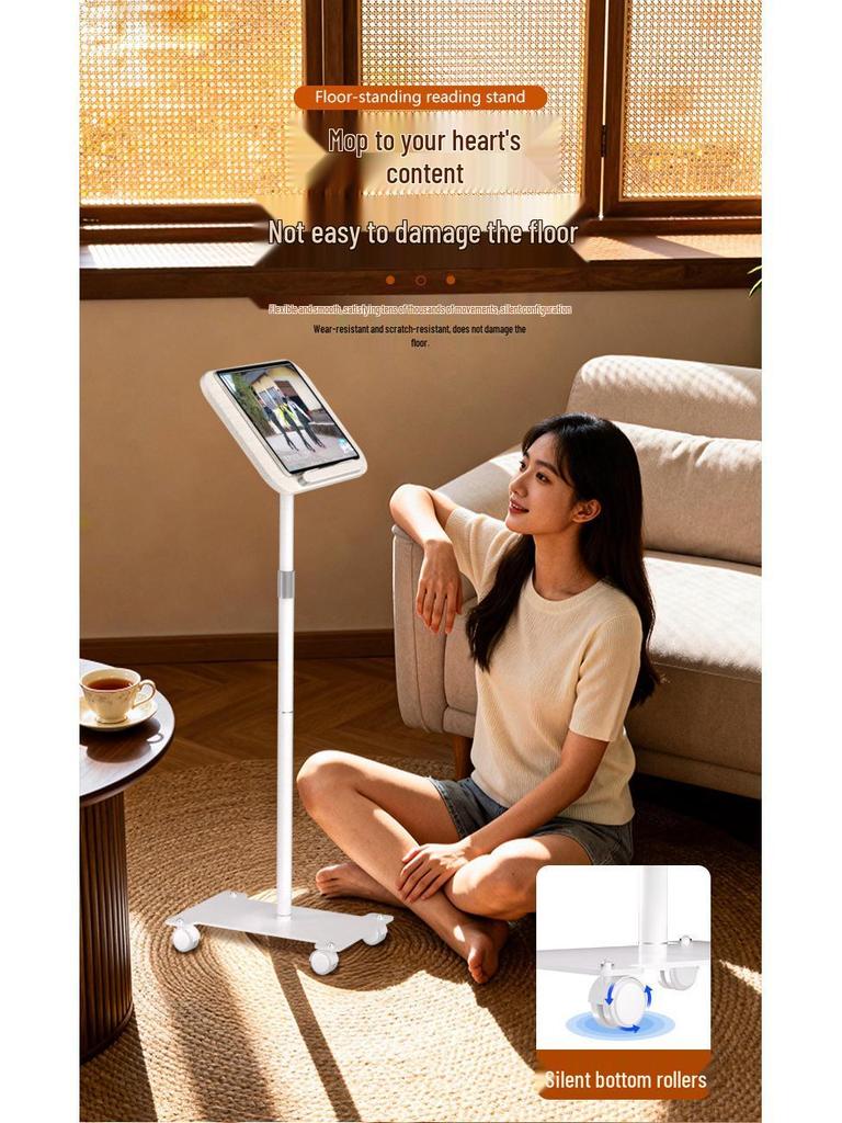 Регулируемая передвижная напольная стойка для ноутбука и планшета с книжной полкой и доской для рисования