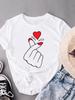 (Asian Size) Women Cartoon Love Watercolor Short Sleeve Fashion Print Lady Tee Top Clothing Casual  Tshirt Female Graphic T-shirts