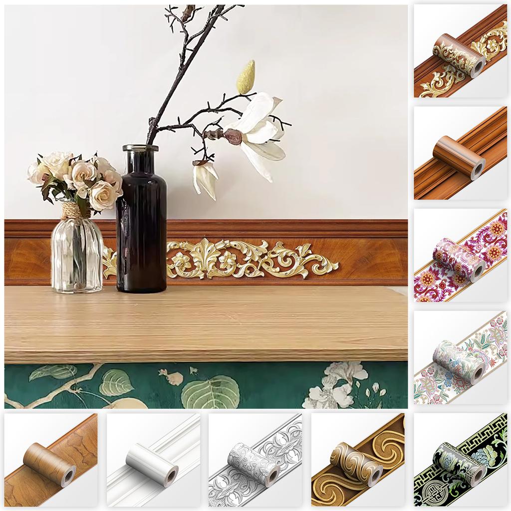 240cm Length Luxury Skirting Corner Wall Sticker Bathroom Office Glass Waist Line Home Decor Waterproof Floor Waveguide Art Wallpaper