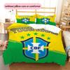 Custom Name Brazil Football Confederation Pattern Bedding Quilt Set  Home Decoration  Gift (1 * duvet cover + 2 * pillowcase  without core)