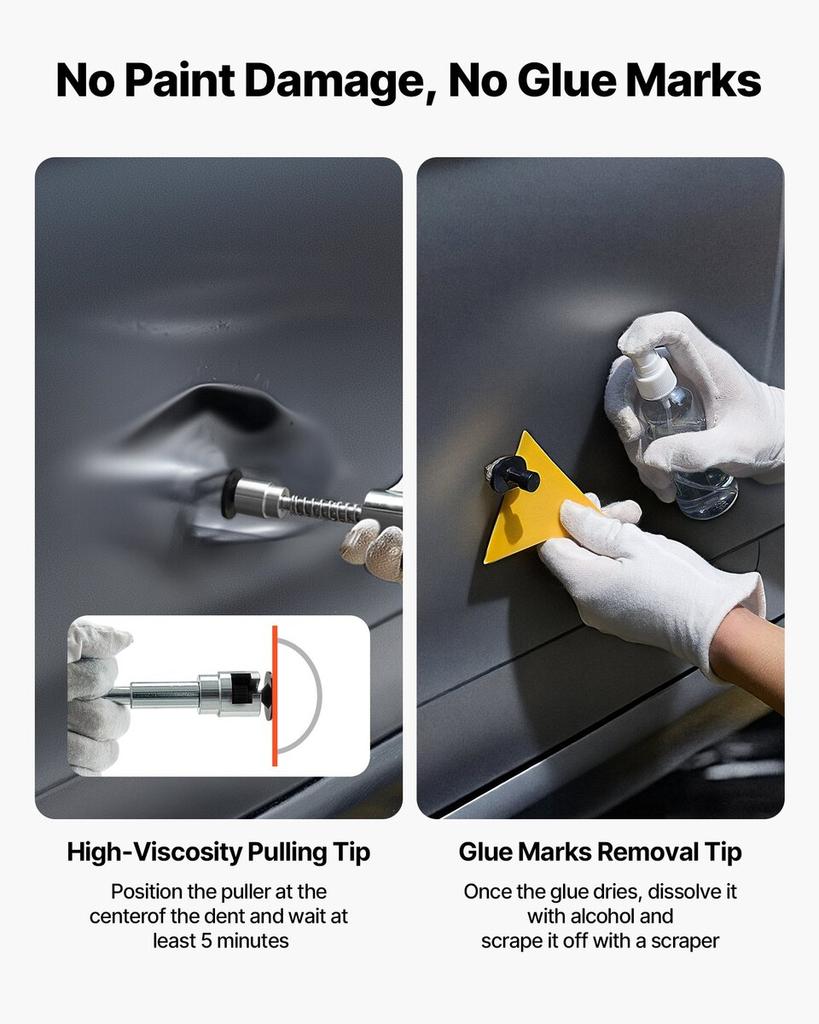 Dent Puller Kit, 61 PCS Paintless Dent Removal Kit with Golden Lifter, Slide Hammer T-Bar, Glue Gun, Auto Body Hail Damage Repair Remover Tools for