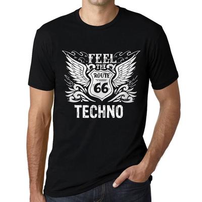 Мужская винтажная футболка с графическим рисунком Feel The Techno Deep Black White Text