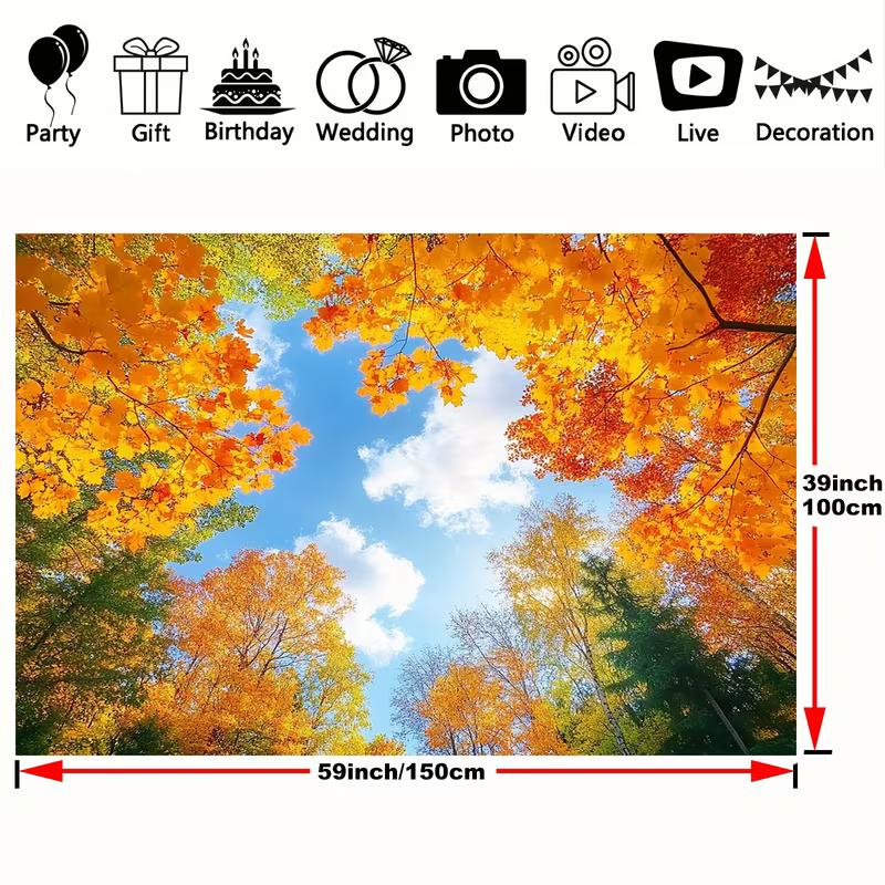2D Flat Autumn Maple Leaves Backdrop for Home Decor & Photo Booth