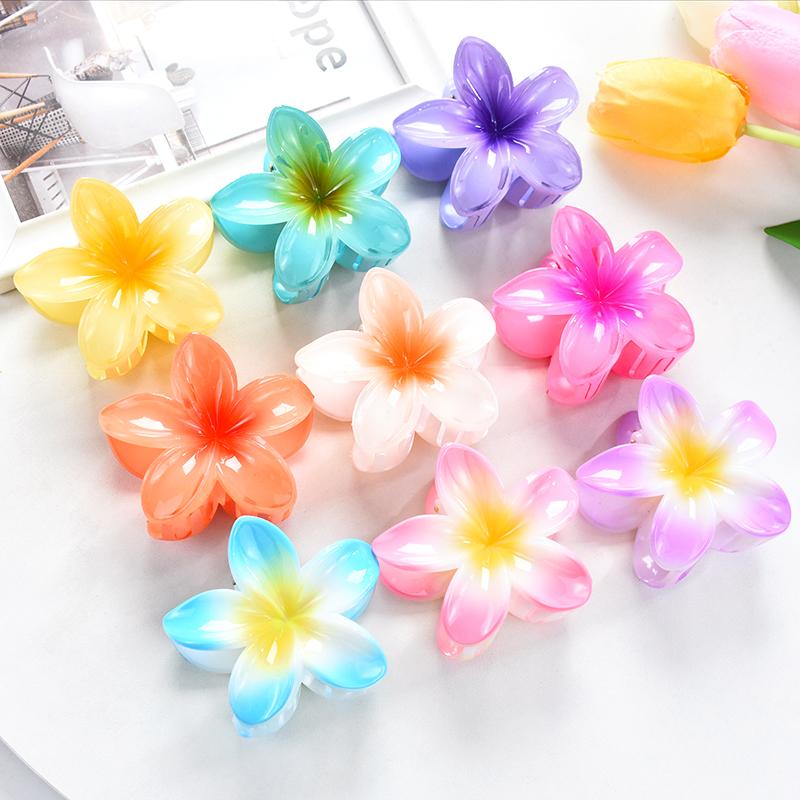2 шт. 8 см гавайские цветы заколка для волос коготь головной убор аксессуары акриловая шпилька краб летний день рождения украшение свадебный подарок