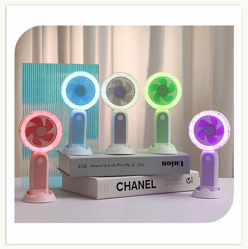 Handheld Mini USB Fan: Portable, Rechargeable Desktop Fan with Cross-Border Lighting