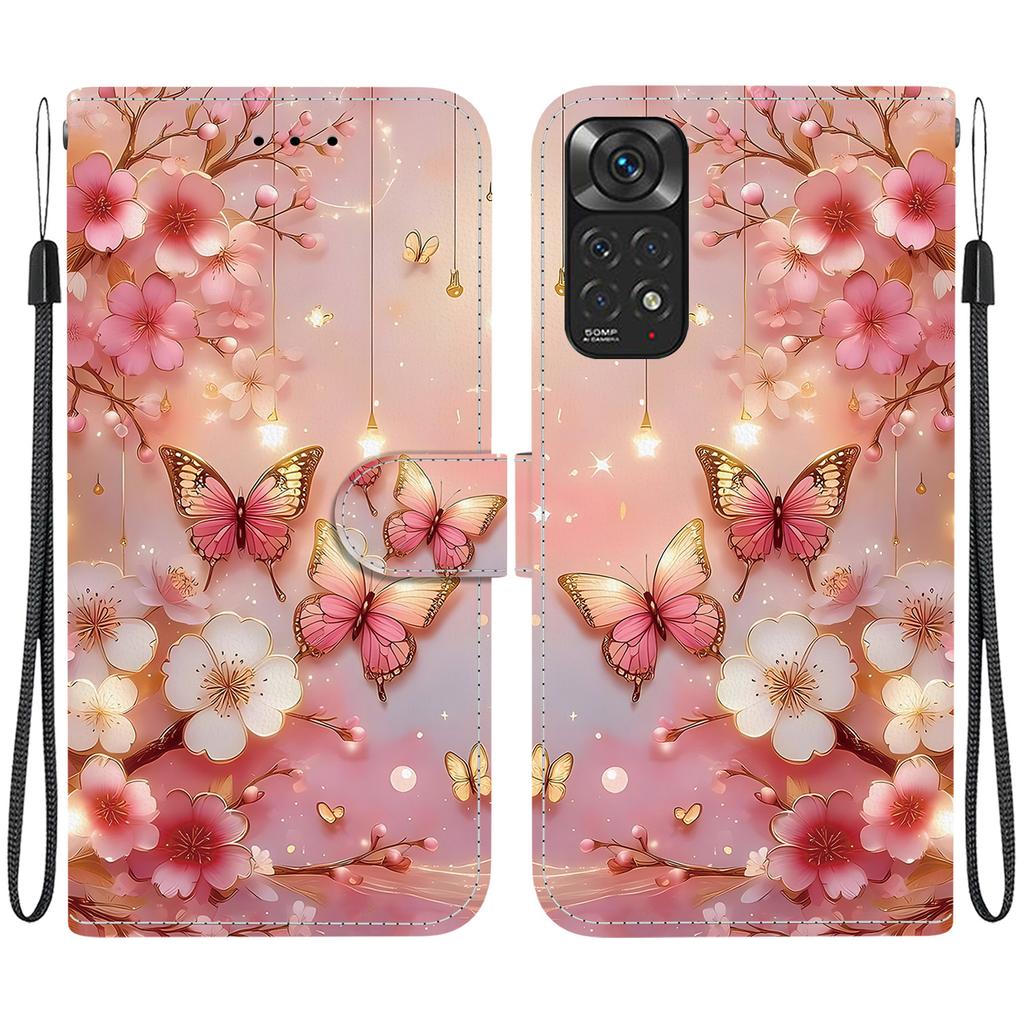 Чехол-книжка из искусственной кожи ручной работы для Xiaomi Redmi Note 11/ Redmi Note 11S (4G) Противоскользящий ударопрочный чехол с ремешком на запястье и дизайнами в виде сердец/роз и кошек