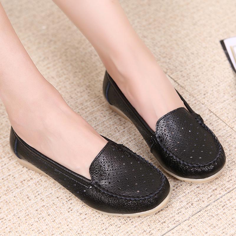 Мода Весна Женская обувь на плоской подошве Женская обувь из натуральной кожи Женские мокасины с вырезами Слип-он Балетки Балетки Балетки jkl8