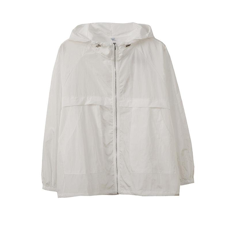 Large size women's clothing summer new sunscreen clothing women's portable thin hooded loose simple jacket 242529