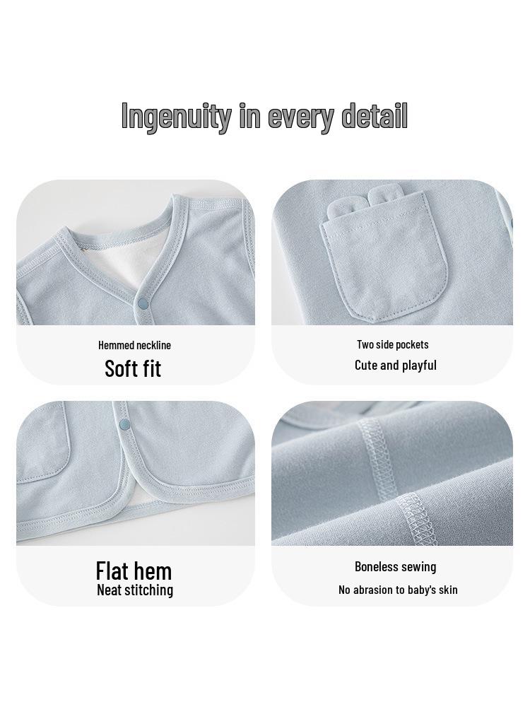 Reversible Newborn Cotton Vest: Double-Layer, Sleeveless, Spring/Autumn Style