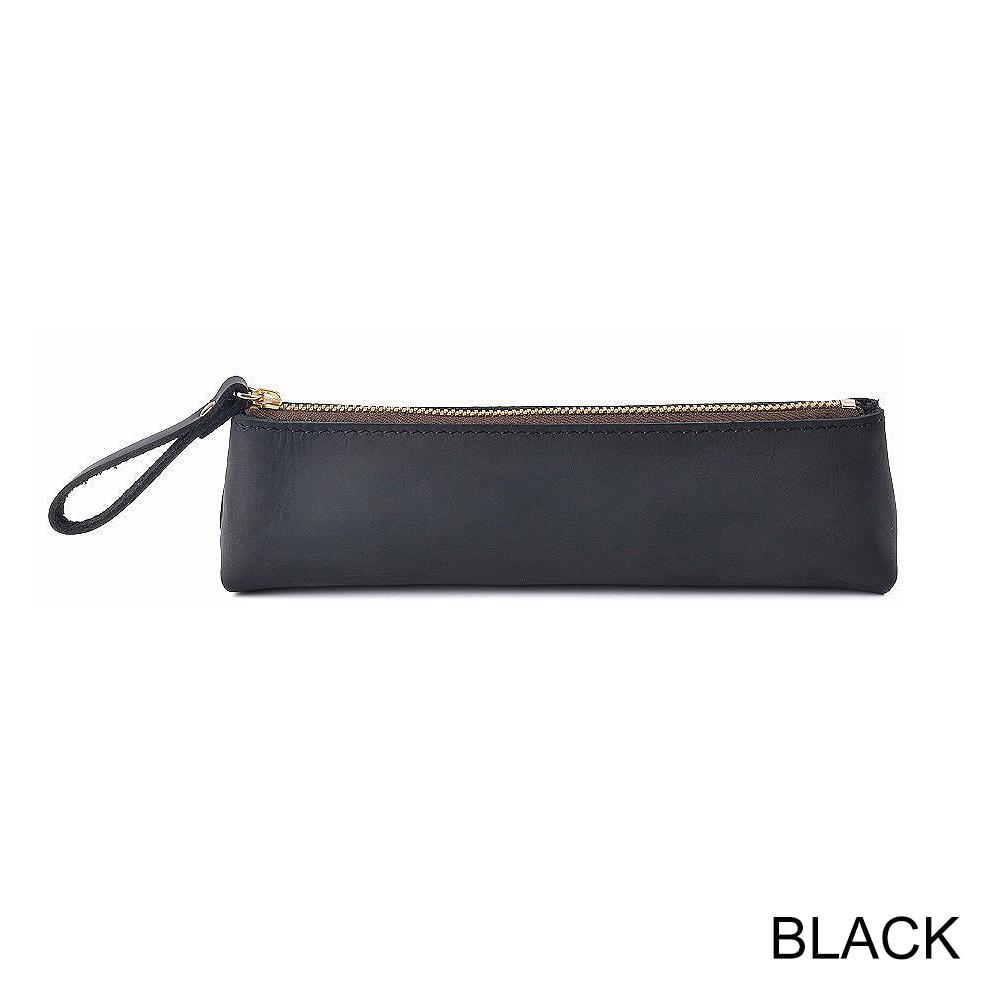 Large Capacity Vintage Crazy Horse Leather Zipper Pen Case Handmade Creative School Stationery Pencil Bag Genuine Leather