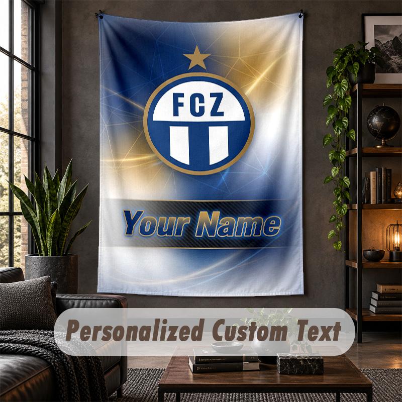 Wall Tapestry FC Zürich Print Custom Name Text Wall Hanging Home Decor