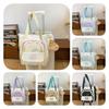 Trendy Canvas Shoulder Bag Cute Color Block Handbag Lightweight Waterproof