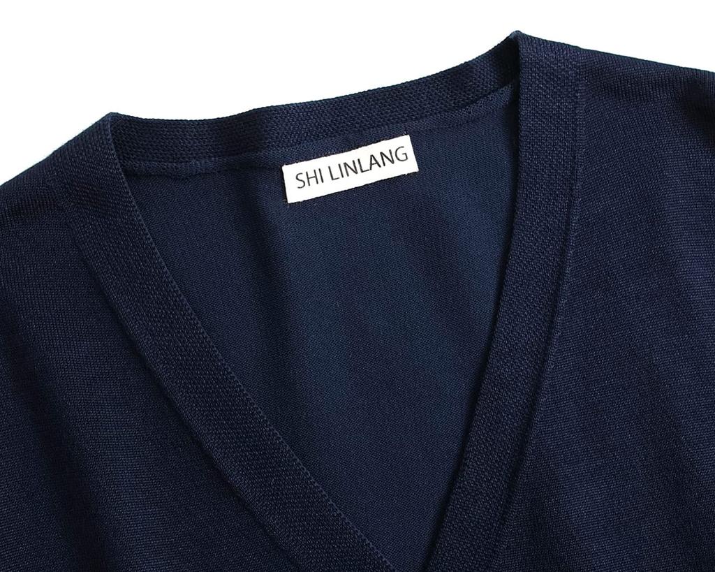 Knit Solid Plus Sizes [JHIJSC] Women's Cardigan, Office, Autumn, Casual, Business, Color, Stylish, (JP, Alphabet, L, Navy)