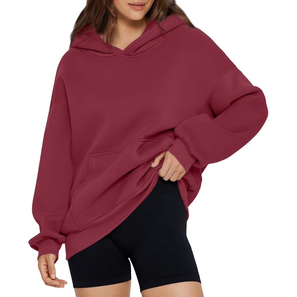 Женская мода весна и осень с капюшоном толстовка повседневный карманный топ свободный пуловер