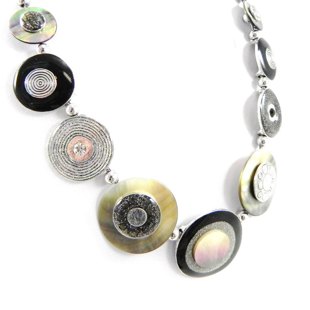 NOA [H2438] - Дизайнерское колье «Бора-Бора» черно-серое