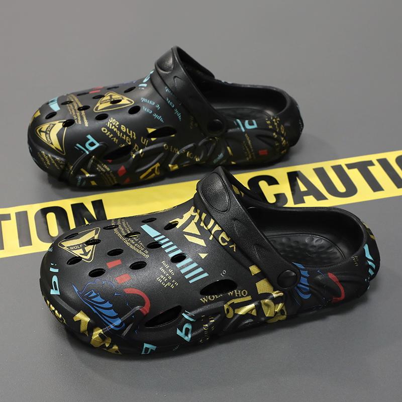 Сандалии, мужские тапочки, мужская обувь для дома и улицы, мягкие и удобные, с цветным принтом, износостойкие, вентилируемые, нескользящие