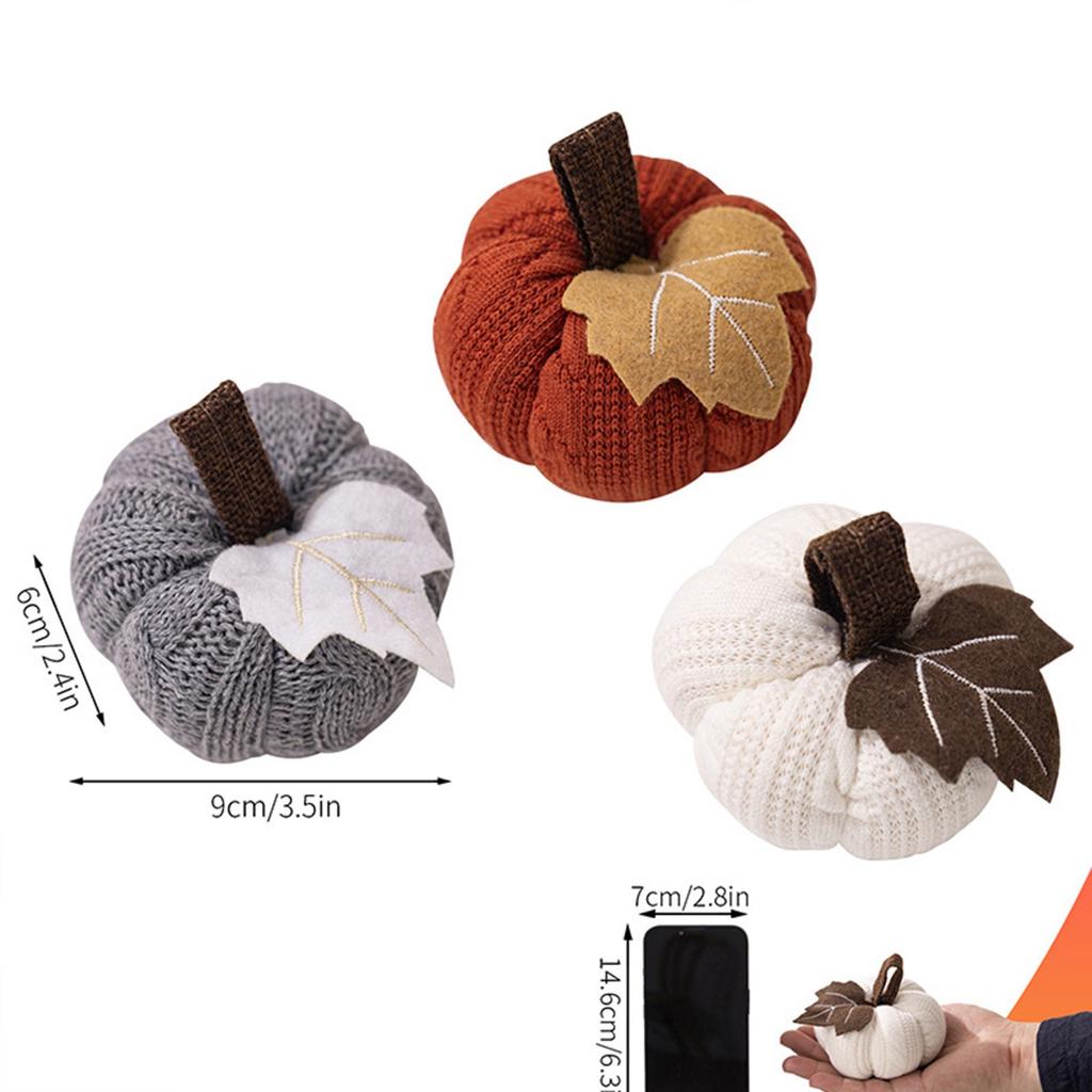 Knitted Maple Leaf Small Pumpkin Ornaments Thanksgiving Day Decoration Orange Pumpkin Pendant Harvest Festival Decor For Home