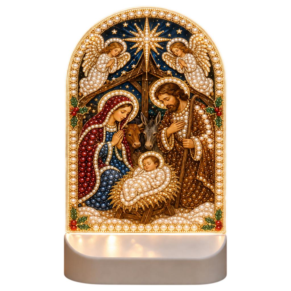 Christmas LED Night Light Decor 5D Diamond Painting Kit Holiday Craft Activity Adults